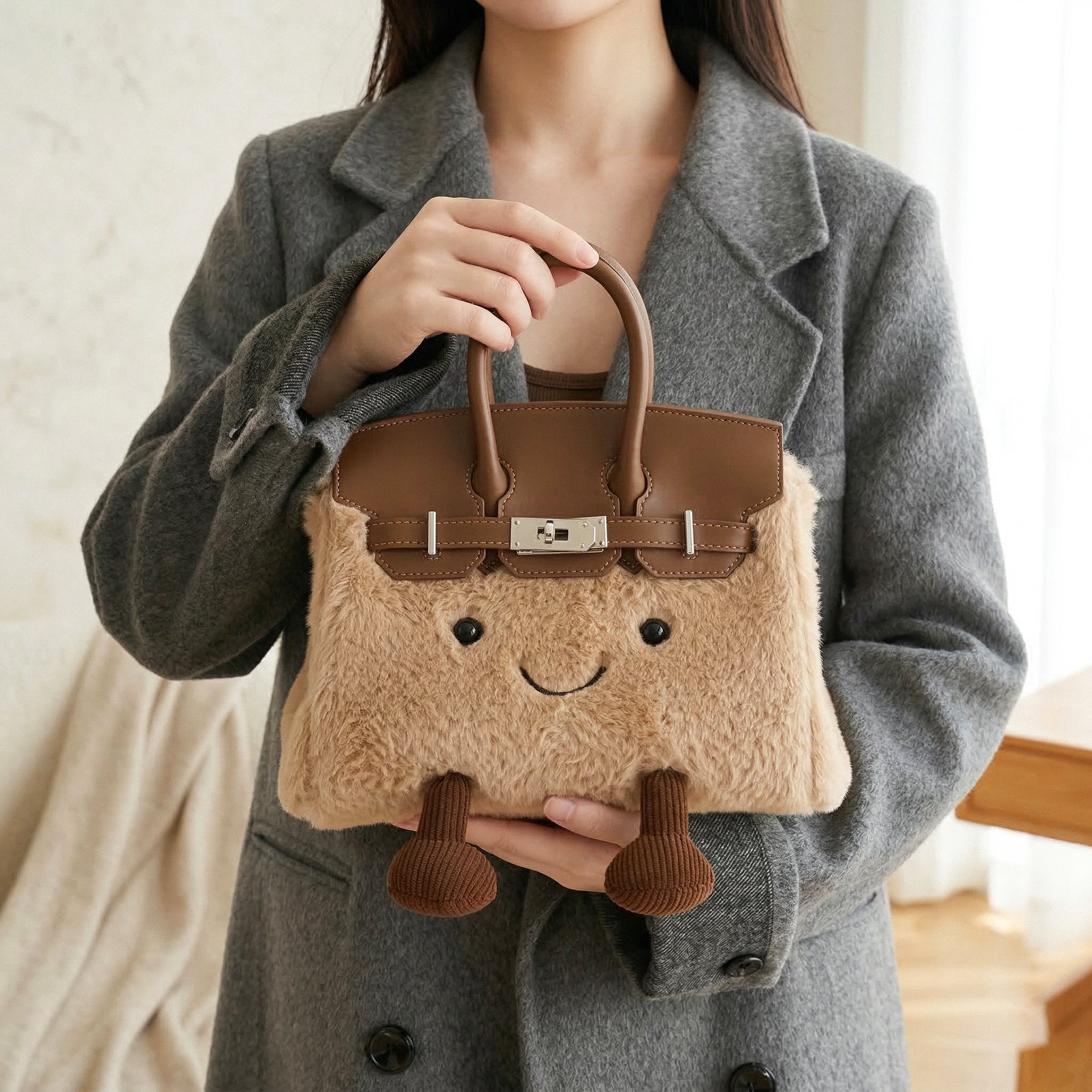 Fluffy Birkin Bag (Marrone)