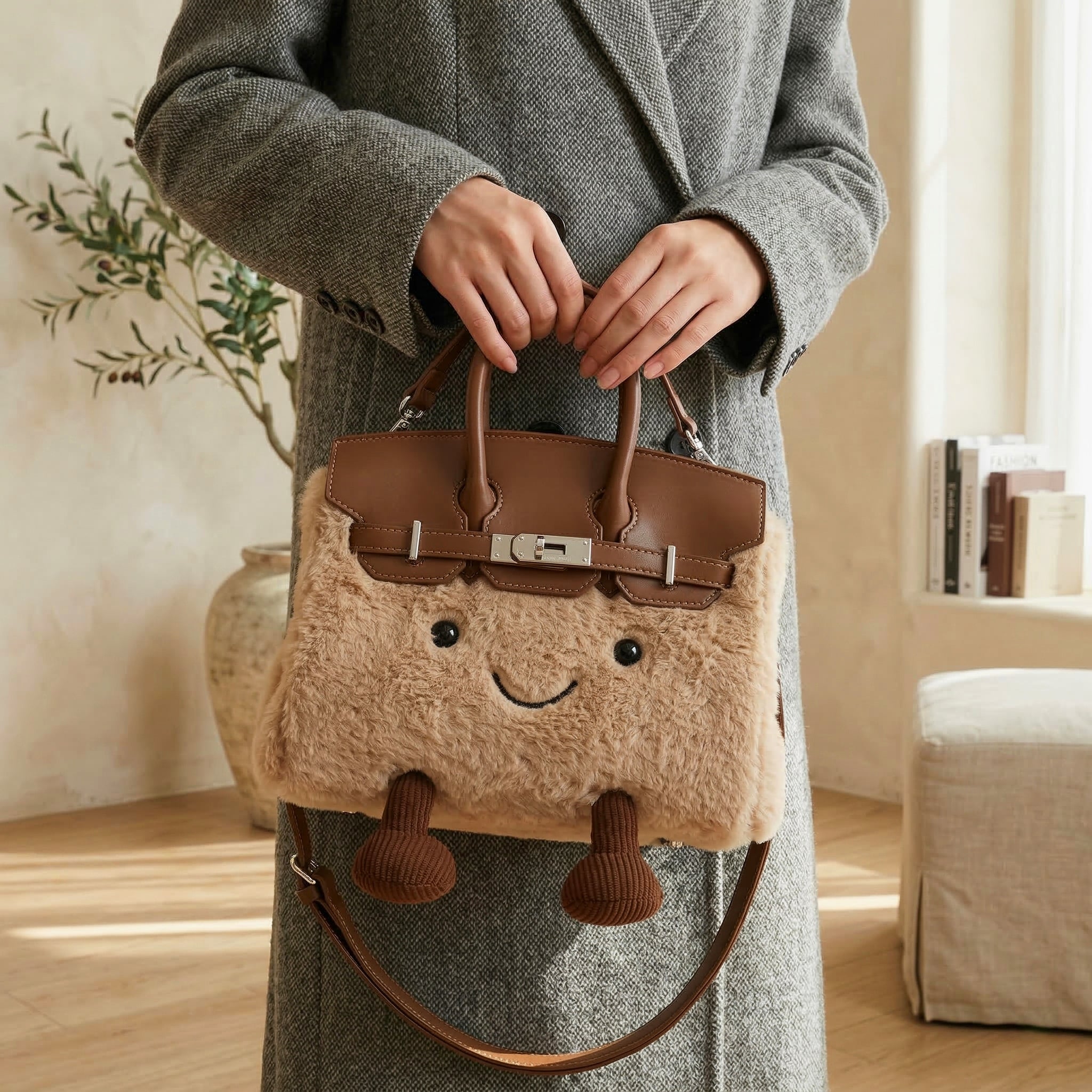 Fluffy Birkin Bag (Bruin)