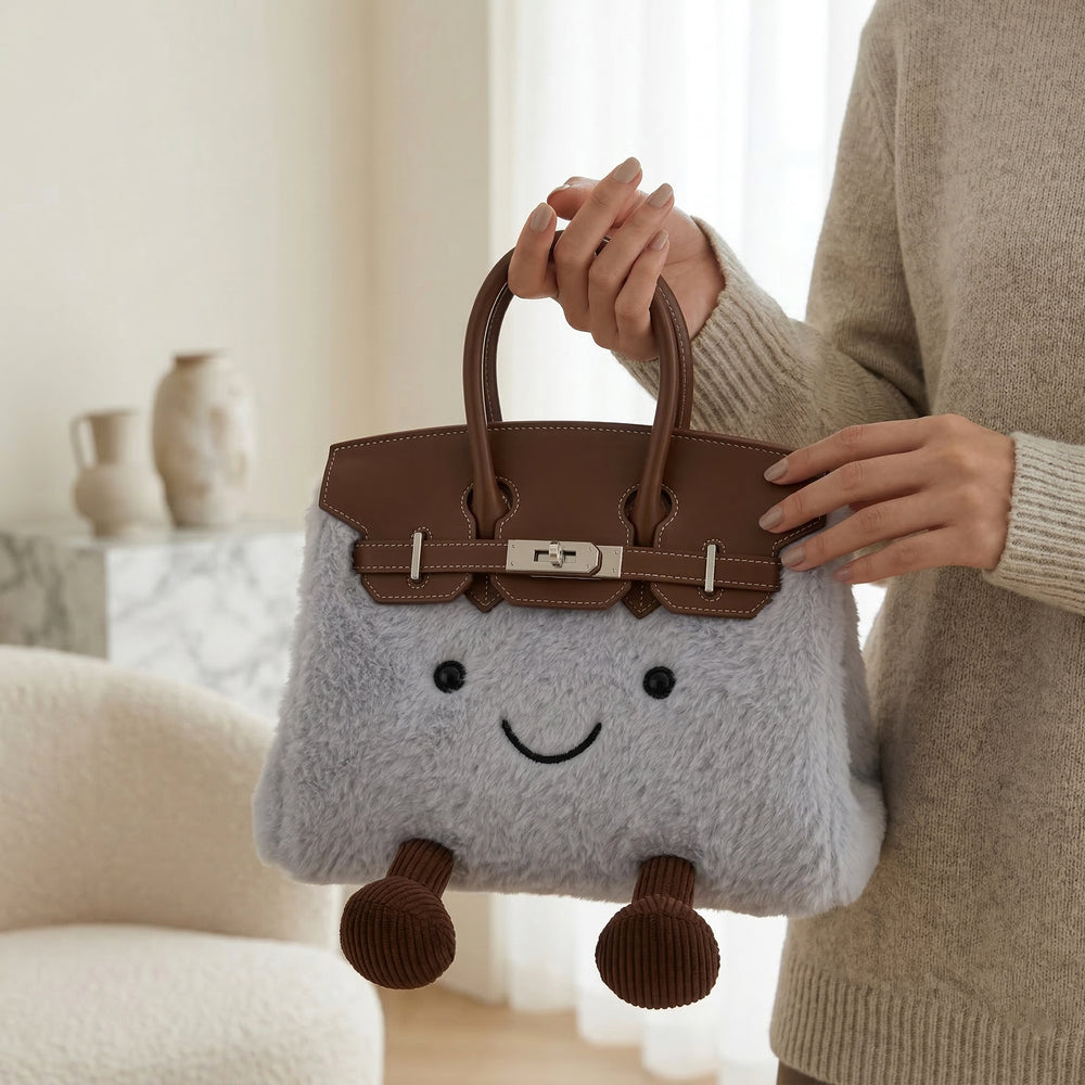 Fluffy Birkin Bag (gray)