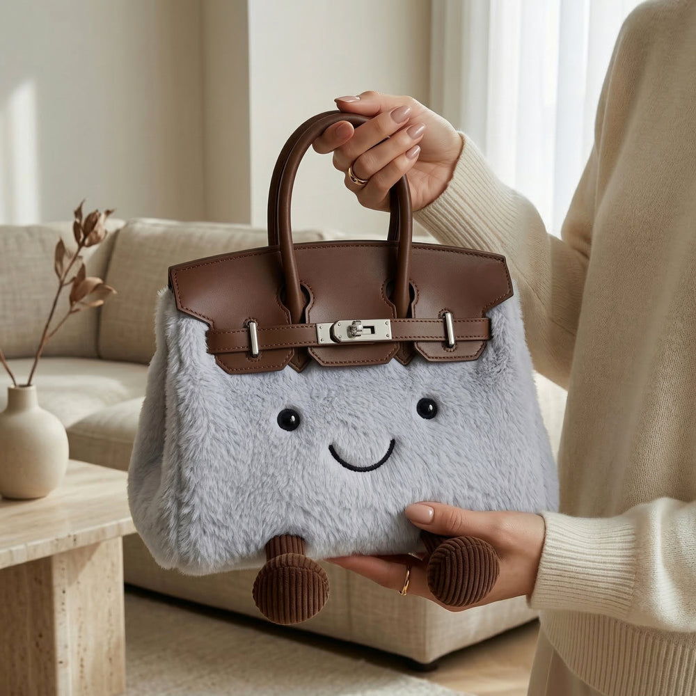 Fluffy Birkin Bag (gray)